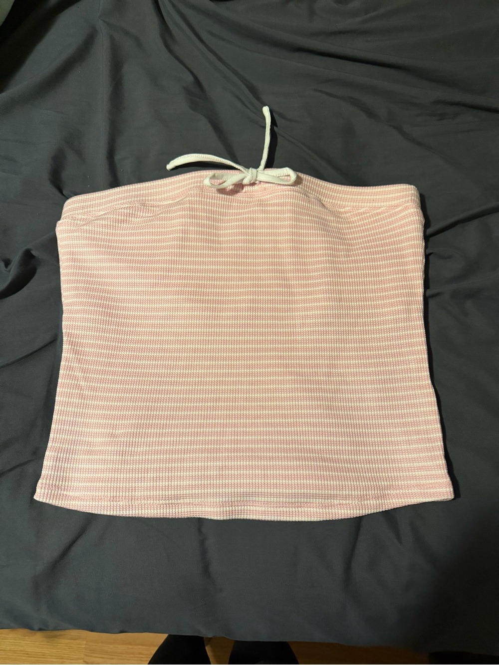 Ardene Pink and White Ribbed Waistband tubeTop
